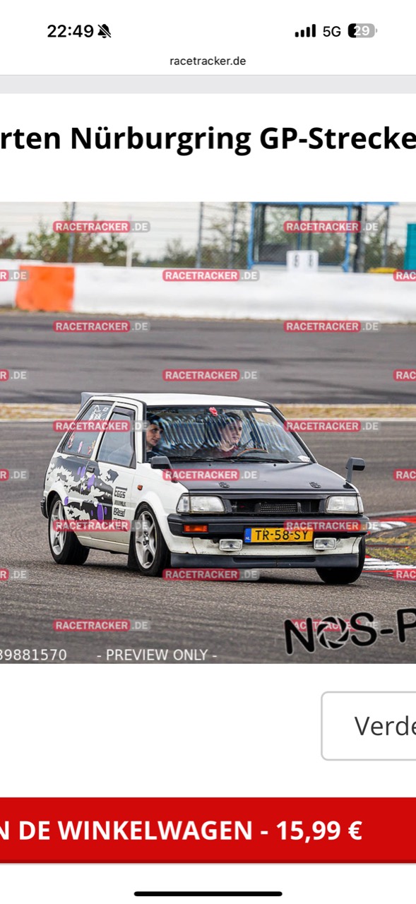 Toyota Starlet P7 on the Nürburgring GP circuit